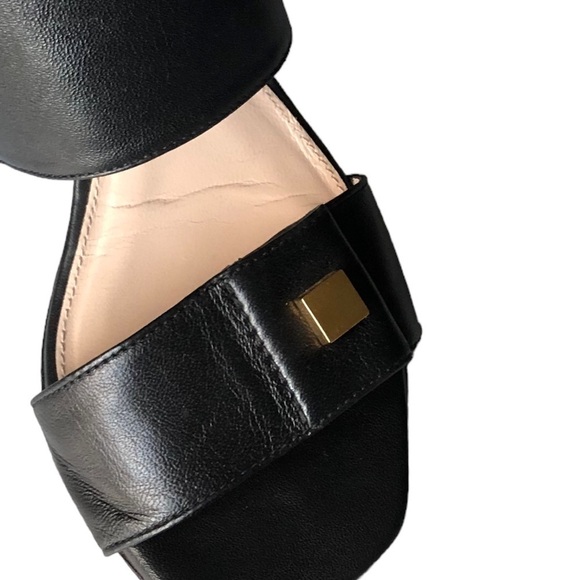 Stuart Weitzman Black Leather Slingback Round Suede Heel Sandal Size 7.5 - Picture 8 of 14